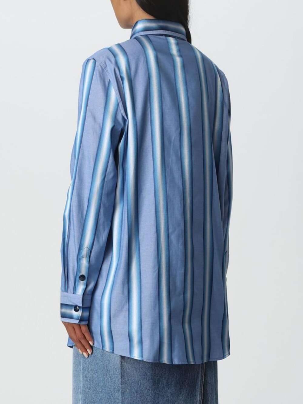 Etro Striped Cotton Shirt Light Blue Size IT 44/ US 8 - Picture 3 of 9